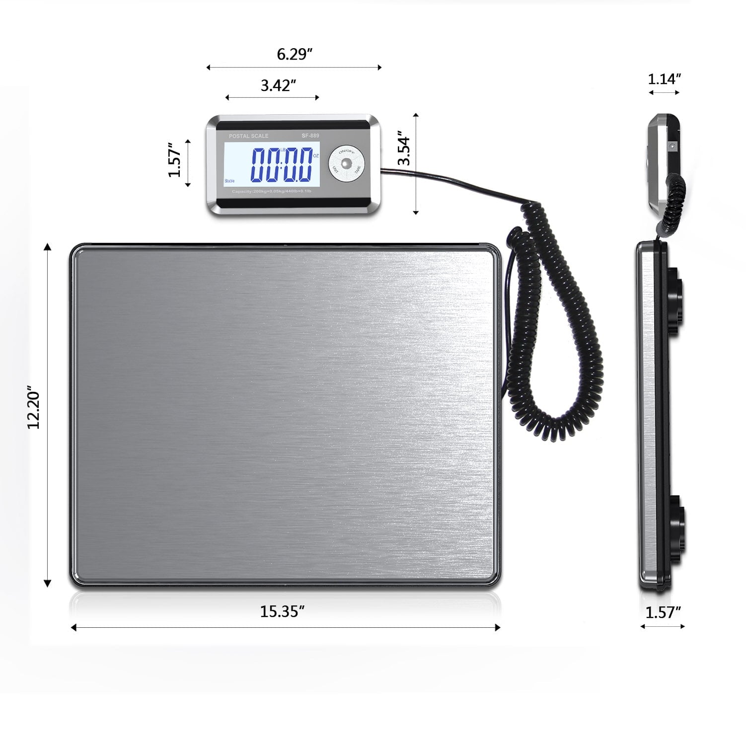 CCWeigh 440lbs Capacity Digital Compact Postal Scale With Dual Division Heavy Duty Shipping Parcel Platform Weighing Scale