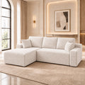 104" Boneless Cloud Sectional Couch with L Shape Chaise, Modern Corduroy Modular Sofa with Deep Seat for Living Room, White