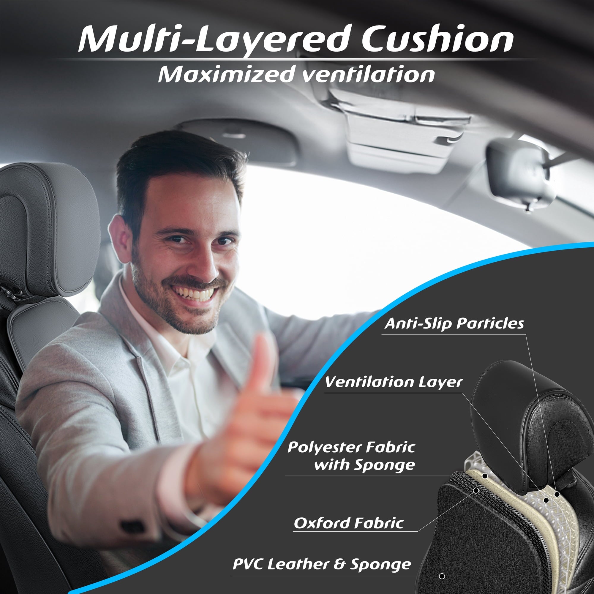 Paffenery Cooling and Heated Seat Cover Front Seat, 12V-24V Ventilated Cooling Car Seat Cushion, Cooled Seat Cover for Car SUV Truck Universal Fit, Fashion Black